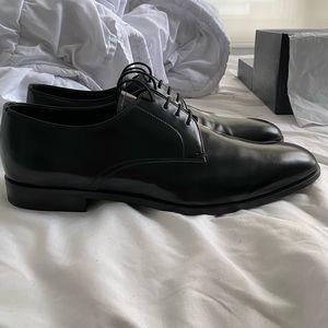 Prada Brushed Calf Leather Derby Lace Ups.